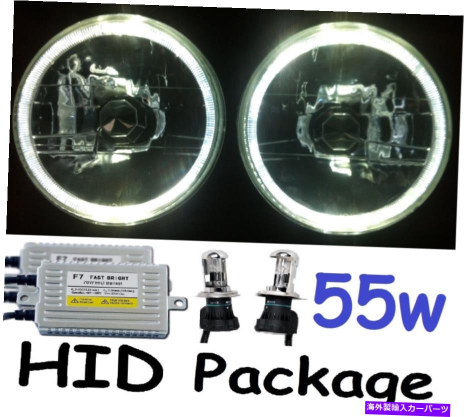 USヘッドライト 7 ホワイトラウンドヘッドライト＆55w HIDキットヴァリアーツクライスラーチャージャーVK CJリーガルヘミ 7 WHITE Round Headlights 55w HID Kit Valiant Chrysler Charger VK CJ Regal Hemi