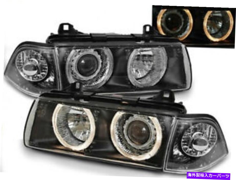 USヘッドライト BMW 3シリーズE36 1991-1997 1998 1999 Angel Eyes Black Headlights for BMW 3 Series E36 1991-1997 1998 1999 VR-1162 Angel Eyes Black