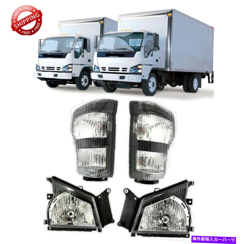 USヘッドライト FITS 2006 2007 Isuzu NPR NQR 2006 GMC Wシリーズヘッドライト左/右 Fits 2006 2007 Isuzu NPR NQR 2006 GMC W-Series Headlights with Signal Left/Right