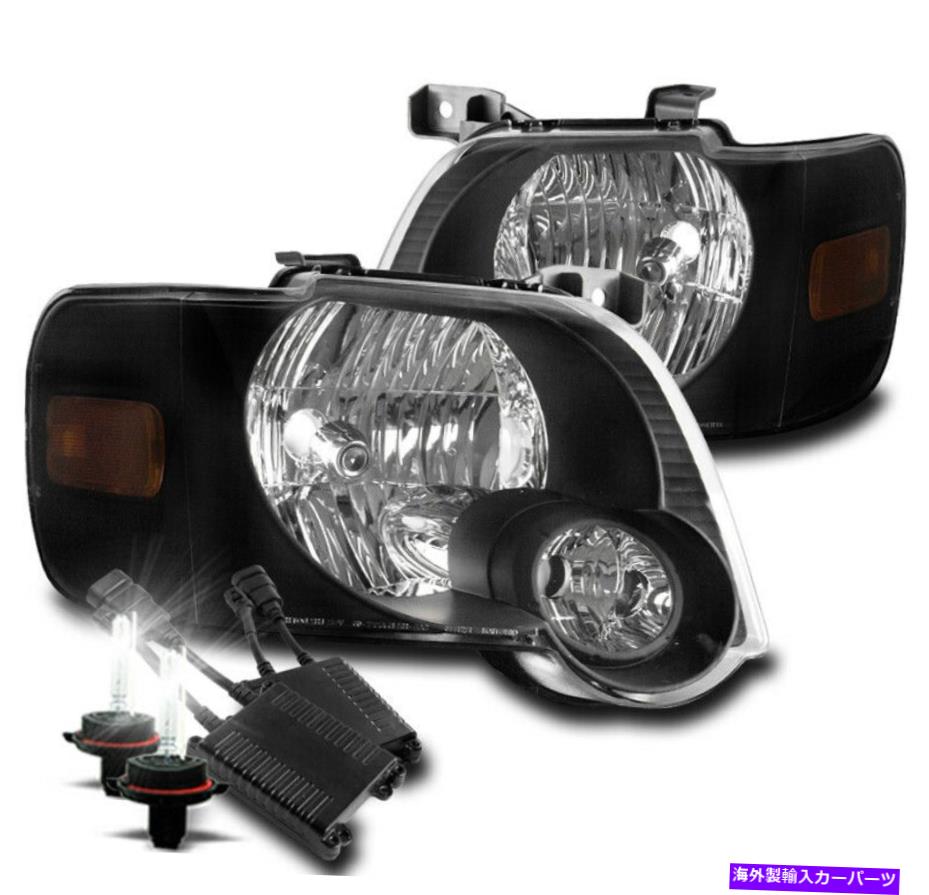 USヘッドライト Ford 2006-2010 Explorer Sport SUVブラックヘッドライトヘッドランプ+ 50W 6KキセノンHID FOR FORD 2006-2010 EXPLORER SPORT SUV BLACK HEADLIGHTS HEADLAMP+50W 6K XENON HID