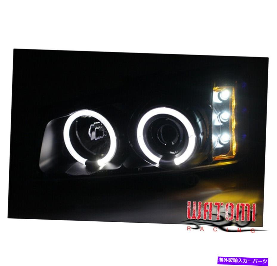 USヘッドライト 03+ Silverado Avalanche Halo LEDブラックプロジェクターヘッドライトランプW /アンバーバンパー 03+ SILVERADO AVALANCHE HALO LED BLACK PROJECTOR HEAD LIGHTS LAMP W/AMBER BUMPER