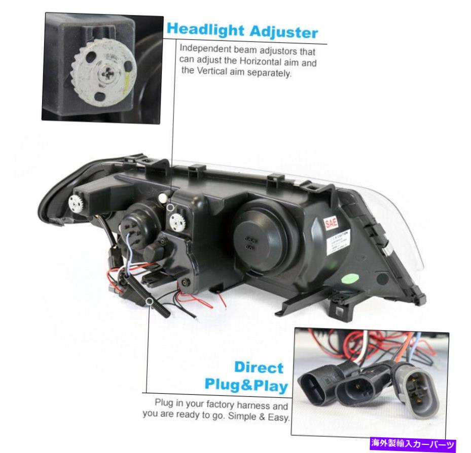 USヘッドライト 99 00 01 BMW E46 4DR Halo LEDプロジェクターヘッドライトランプクロームW / 6K HIDキット For 99 00 01 BMW E46 4dr Halo LED Projector Headlights Lamps Chrome w/6K HID Kit【並行輸入品】