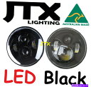 USヘッドライト JTX 7 LEDヘッドライトプレーンブラックノーハローは日産パトロールGQ MQフォードマーベリック JTX 7 LED Headlights Plain Black no Halo for Nissan Patrol GQ MQ Ford Maverick