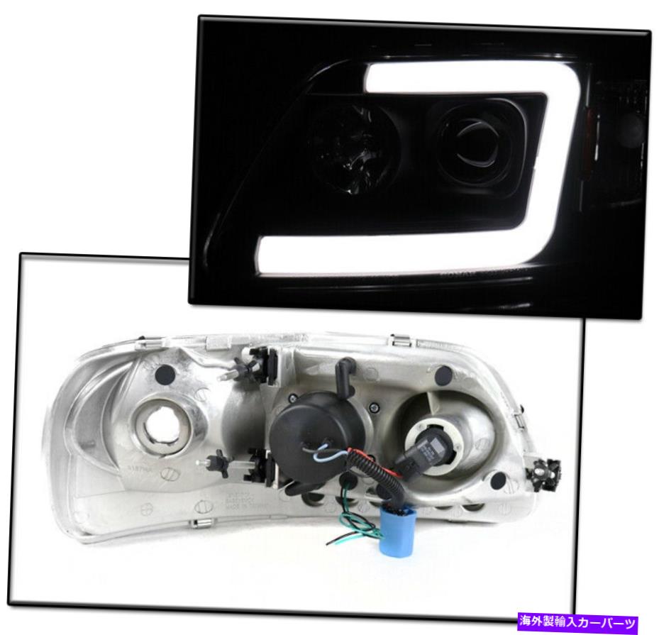 USヘッドライト 1997 - 2003年フォードF-150ブラックLEDチューブプロジェクターヘッドライト+バンパーブルーDRL FOR 1997-2003 FORD F-150 BLACK LED TUBE PROJECTOR HEADLIGHTS +BUMPER BLUE DRL【並行輸入品】