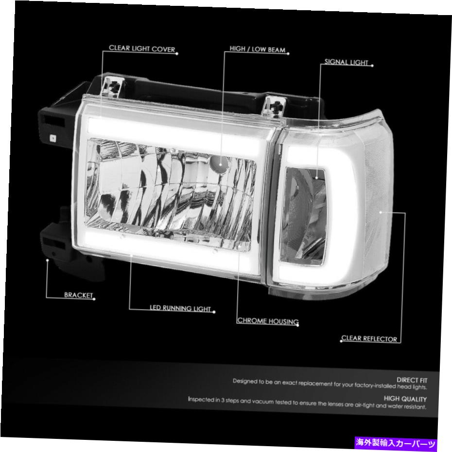 USヘッドライト ペアLED DRLクロム/クリアヘッドライトランプ87-91 FORD F150 F350 F350 Bronco PAIR LED DRL CHROME/CLEAR HEADLIGHT LAMPS FOR 87-91 FORD F150 F250 F350 BRONCO