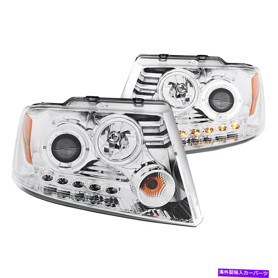 USヘッドライト FORD F-150 04-08 ANZO 111029 Chrome HaloプロジェクターヘッドライトW駐車場LED For Ford F-150 04-08 Anzo 111029 Chrome Halo Projector Headlights w Parking LEDs