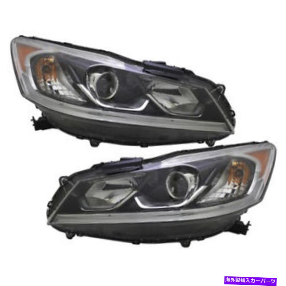 USヘッドライト HEADLIGHTSは、2016-2017ホンダアコードEXLスポーツモデルのためのハロゲンを設定します Headlights Set Halogen w/DRL Pair For 2016-2017 Honda Accord EX EXL Sport Model