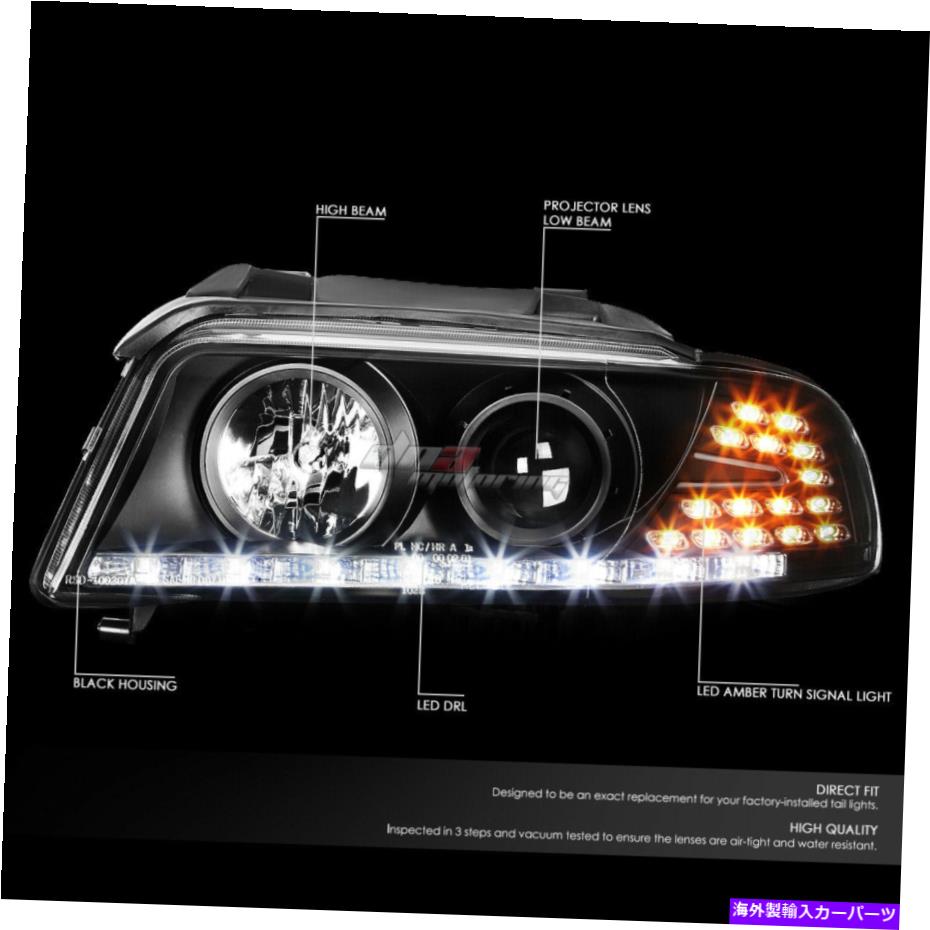 USヘッドライト 96-01 Audi A4 QuattroプロジェクターヘッドライトLED DRLターン信号ヘッドランプランプ FOR 96-01 AUDI A4 QUATTRO PROJECTOR HEADLIGHT LED DRL TURN SIGNAL HEADLAMP LAMPS