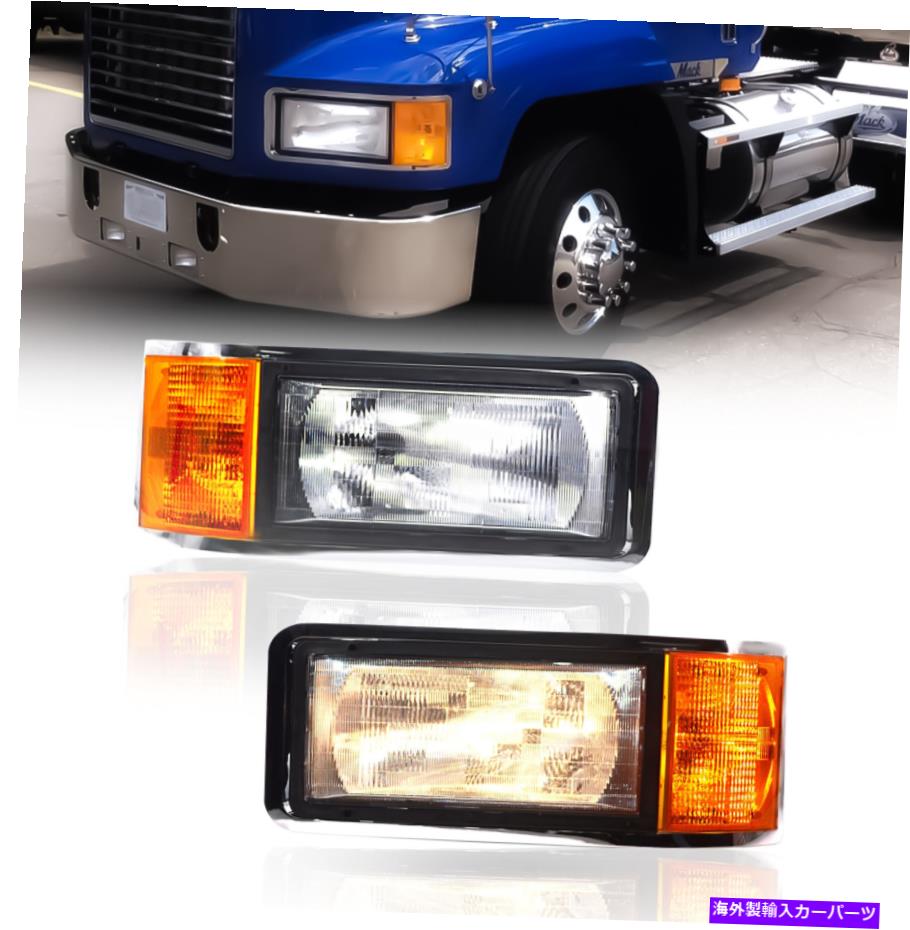 USヘッドライト MACK CH 600 CH600 1990 - 2006ペアセットヘッドライトをコーナーターン電球25154252 Mack CH 600 CH600 1990 - 2006 P..