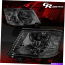 USヘッドライト ペアスモーククリアサイドヘッドライトランプLH + RHは2008-2010 Dodge Grand Caravan PAIR SMOKED ...