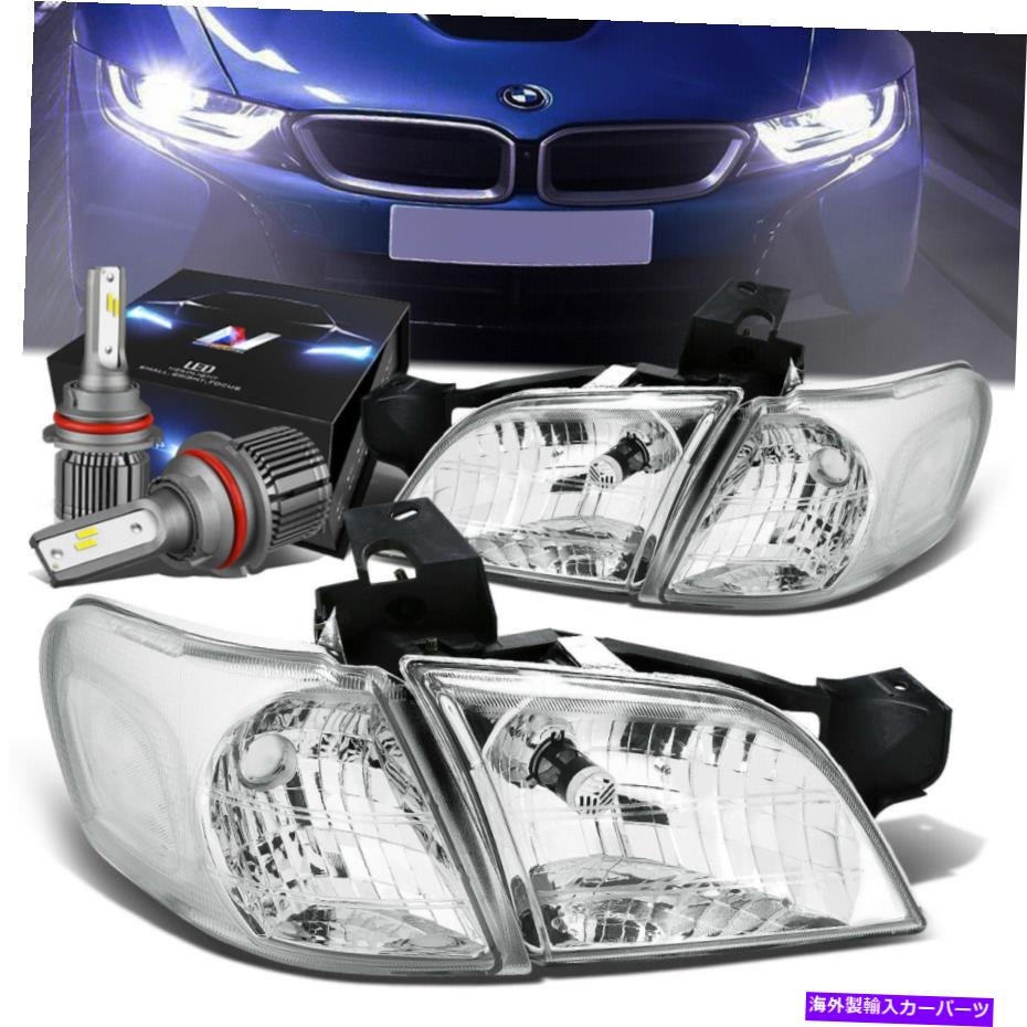 USヘッドライト 4ピースクロムヘッドライトw /バンパーライト+ LEDキットw /扇風機のためのファン/シル..