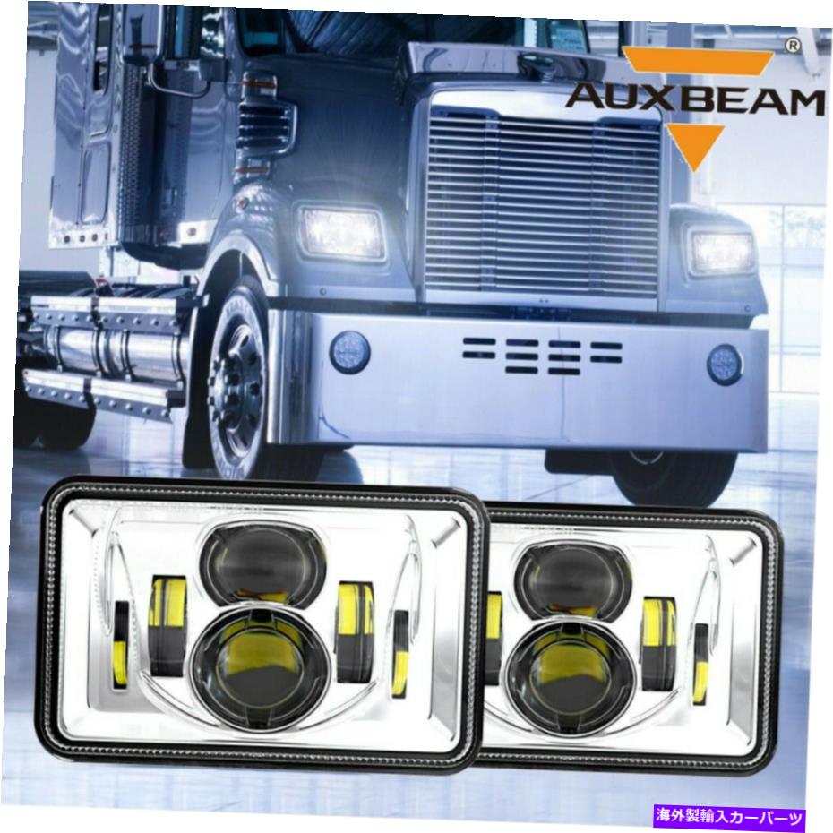 USヘッドライト AUXBeam 2PCS 55W長方形4×6インチLEDヘッドライト6000K高ロービームH4プラグ AUXBEAM 2PCS 55W Rectangular 4x6 LED Headlights 6000K High Low Beam H4 Plug