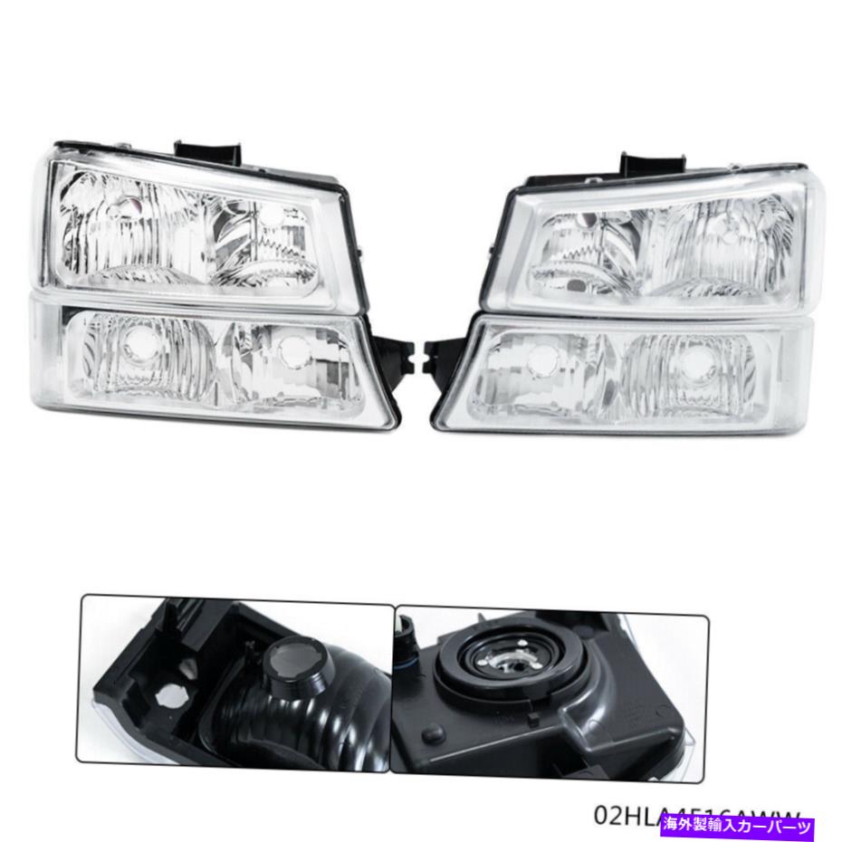 USヘッドライト Chromeクリアコーナーヘッドライト+シグナルバンパーランプChevy Silverado Chrome Clear Corner Headlights+Signal Bumper Lamp For 2003-2006 Chevy Silverado
