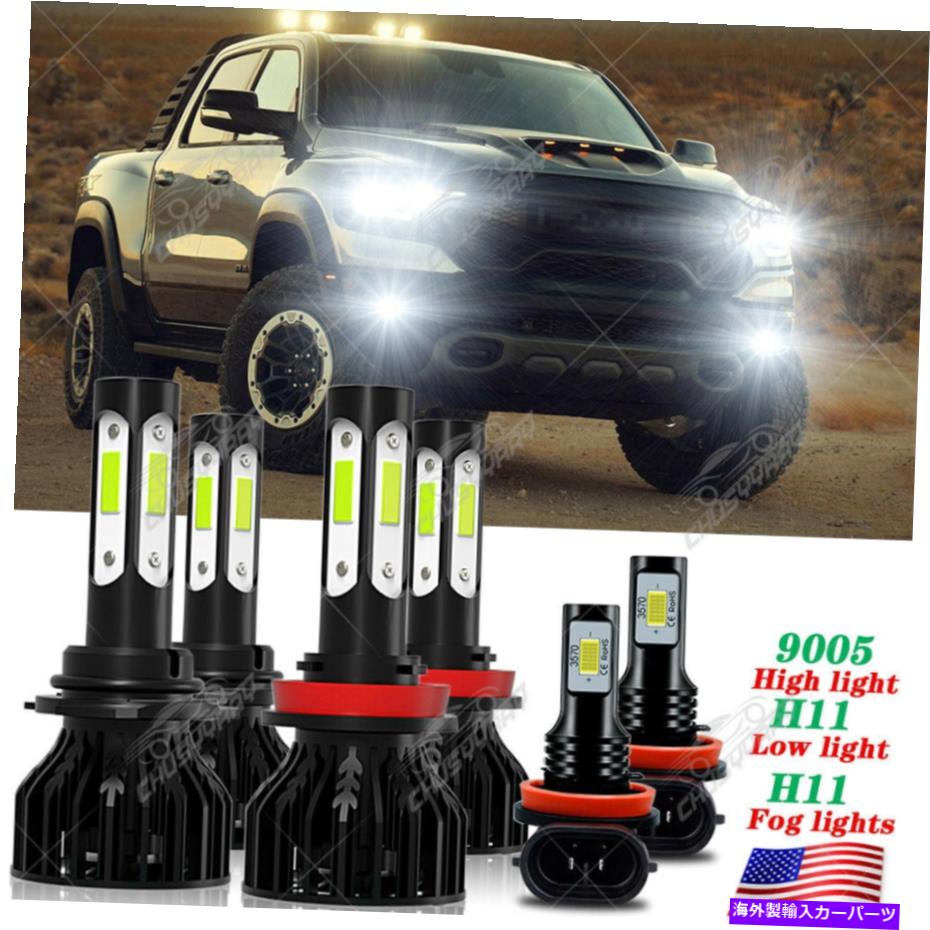 USヘッドライト Dodge RAM 1500 2019 2020 LEDヘッドライト+フォグライトランプ電球コンボ6000K YH For Dodge RAM 1500 2019 2020 LED Headlight + Fog Light Lamp Bulbs Combo 6000K YH