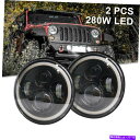 USヘッドライト 2ピース7インチラウンドLEDヘッドライトハローアングルの目はジープラングラーJK LJ TJ CJ 2pc 7 Inch Round LED Headlights Halo Angle Eyes For Jeep Wrangler JK LJ TJ CJ