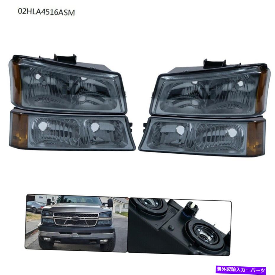 USヘッドライト フィット2003-06シボレーシルバードアバランシェアンバーコーナーヘッドライトランプ左+右 Fit 2003-06 Chevrolet Silverado Avalanche Amber Corner Headlight Lamp Left+Right