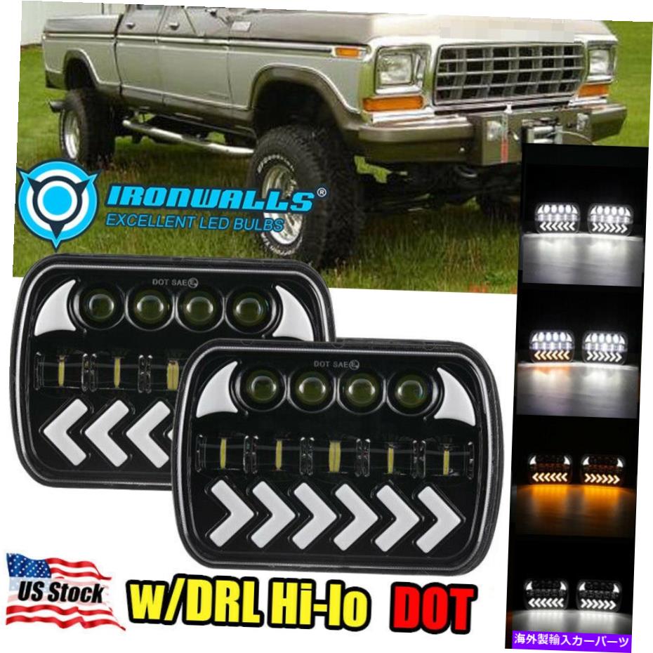 USإåɥ饤 2Ĥ뤤76LEDإåɥ饤ȥ󥷥ʥ륷ʥեåȤΤΥܥ졼GMC Dodge 2pcs Brightest 7x6 inch LED Headlight Turn Signal Fit for Chevy Jeep GMC Dodge