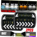 USヘッドライト 7x6 ''ブラックLEDヘッドライトHi-Lo琥珀色シグナルフィットジープチェロキーXJ YJ Ford GMC 7x6'' Black LED Headlight Hi-lo Amber Signal Fit Jeep Cherokee XJ YJ Ford GMC