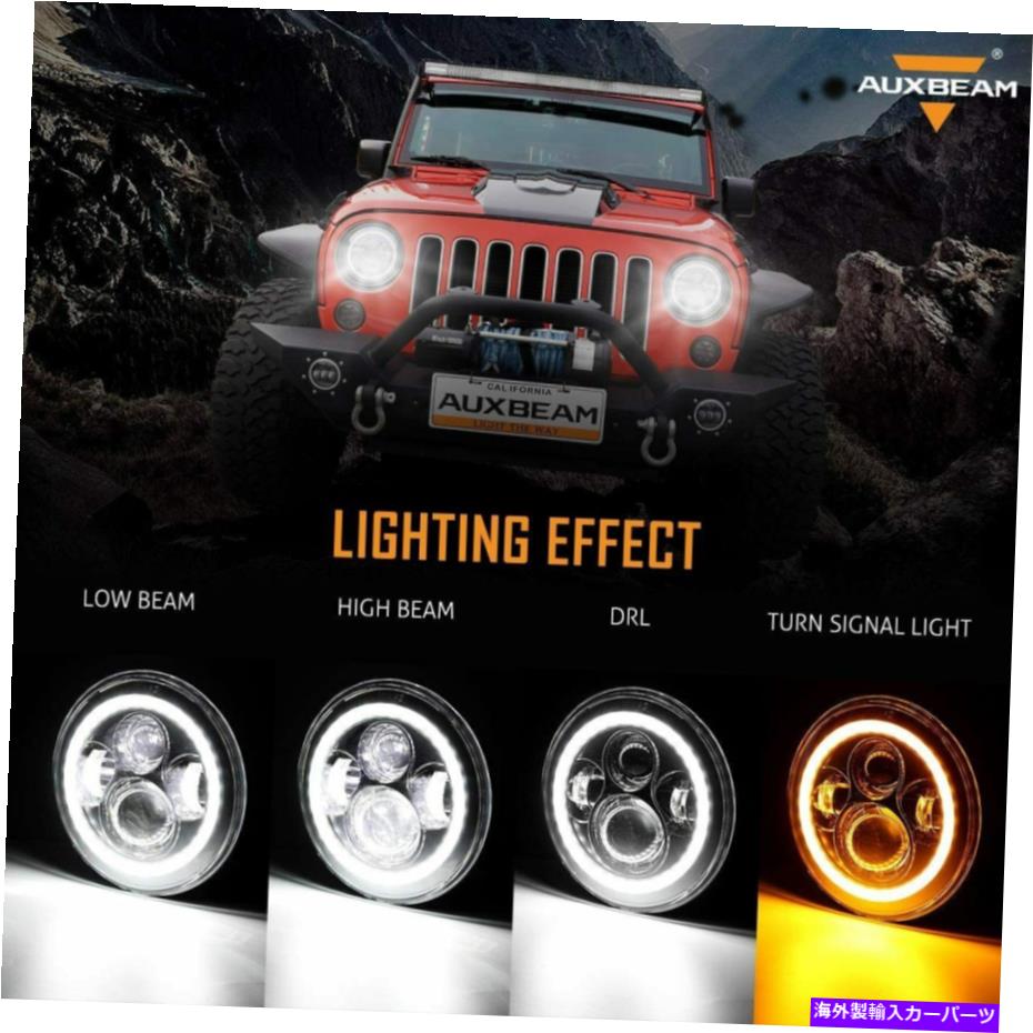 USヘッドライト Auxbeam 7インチLEDヘッドライト角度のアイテムフィットJEEP 1997-2018 wrangler JK LJ TJ Auxbeam 7 Inch LED Headlights Angle Eyes Fit Jeep 1997-2018 Wrangler JK LJ TJ