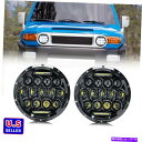 USヘッドライト 2倍7インチプロジェクターラウンドLEDヘッドライトFJ CRUISER用Halo DRLライト 2X 7" Inch Projector Round LED Headlights Halo DRL Lights For Toyota FJ Cruiser