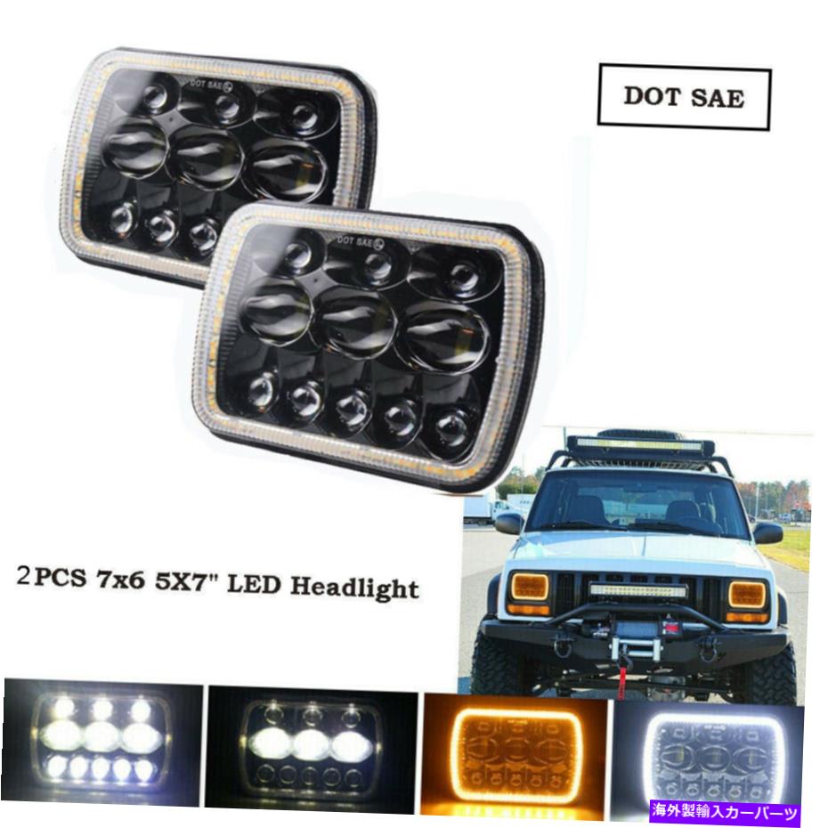 USヘッドライト ペア7'''x 6 '' LEDヘッドライトHi-Lo Beam Halo DRL Bulb for Jeep YJ XJ H6014 / H6054 Pair 7''x 6'' LED Headlight Hi-Lo Beam Halo DRL Bulb For Jeep YJ XJ H6014/H6054