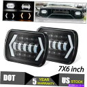 USヘッドライト 2倍黒7×6 LEDヘッドライトフィット1986-1995ジープラングラーYJ 1984-2001チェロキーXJ 2X Black 7x6 LED Headlight Fit 1986-1995 Jeep Wrangler YJ 1984-2001 Cherokee XJ(2)