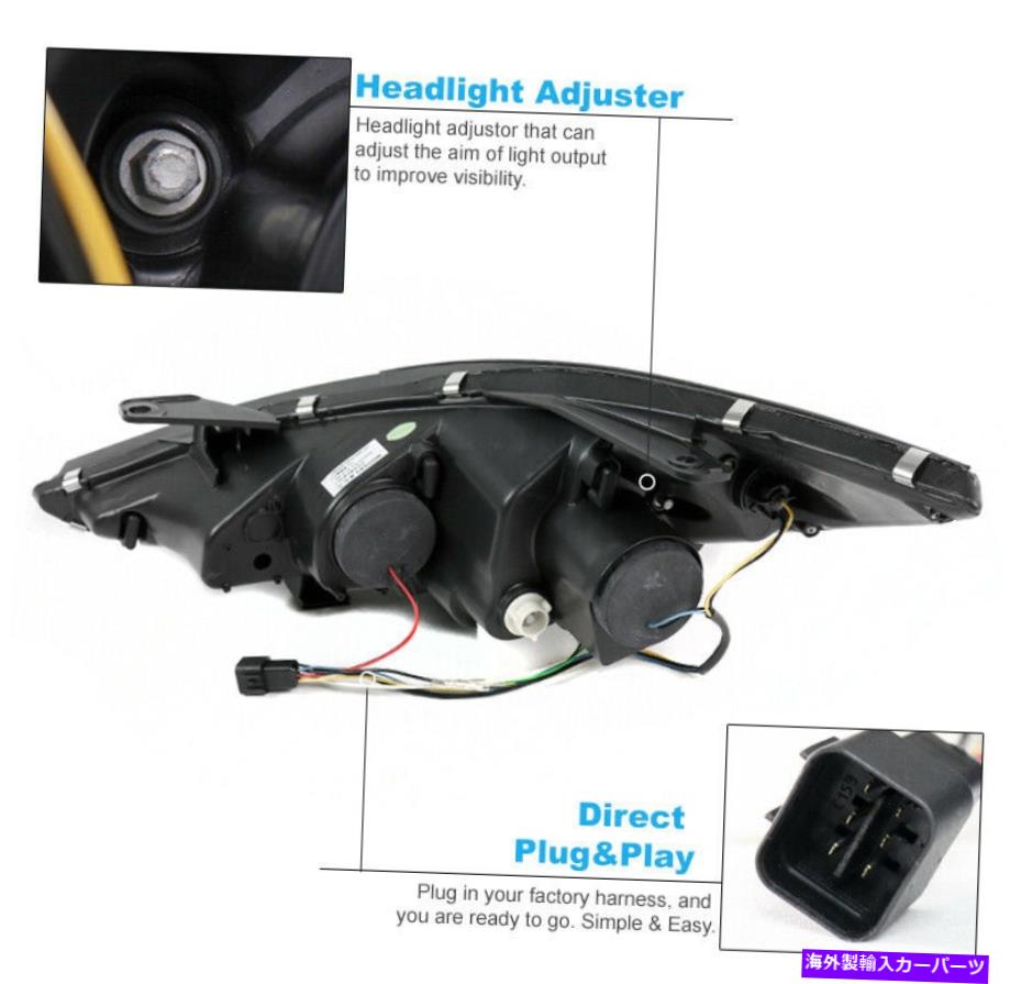 スモークヘッド 43 USヘッドライト 11-14 Sonata LEDチューブプロジェクタースモークヘッドライトヘッドランプW / BLUE DRL信号 For