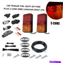 USテールライト LEDカートレーラーテールライトキットペアプラグ5コアワイヤーキャラバンボートUTE防水 LED CAR TRAILER TAIL LIGHT KIT PAIR PLUG 5 CORE WIRE CARAVAN BOAT UTE Waterproof