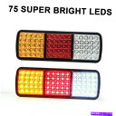 USテールライト 大学2ピース75歳の車のトラックボートトレーラーリアテールライト車両部品 University 2pcs 75LED Car Truck Bo...