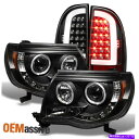 USテールライト フィット05-11トヨタタコマブラックLED Haloプロジェクターヘッドライト LEDチューブテールライト Fits 05-11 Toyota Tacoma Black LED Halo Projector Headlights LED Tube Tail Light