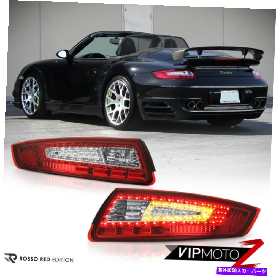 USテールライト 2005-08ポルシェ997赤/クリアLEDテールライト対左 右ブレーキ信号ランプ 2005-08 Porsche 997 RED/CLEAR LED Tail Lights Pair Left Right Brake Signal Lamps