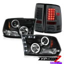 USテールライト 2009-18 Dodge Ram Smoke LEDテールライトL + Rブラックハロープロジェクターヘッドライトランプ 2009-18 Dodge Ram Smoke LED Tail Lights L+R Black HaLo Projector Headlight Lamp