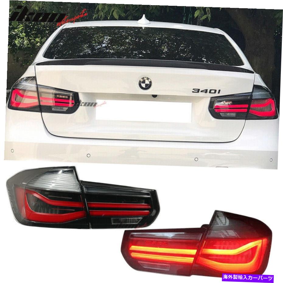 USテールライト フィット16-17 BMW 3シリーズF30 LCIブラックラインリアテールライト4ピーセット Fits 16-17 BMW 3 Series F30 LCI Black Lines Rear Tail Lights 4PC sets