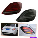 USテールライト ベンツW205 14-20暗黒/赤LEDテールライト順次OEMリアランプ For Benz W205 14-20 Dark/Red LED Tail Lights Sequential Replace OEM Rear Lamps(2)