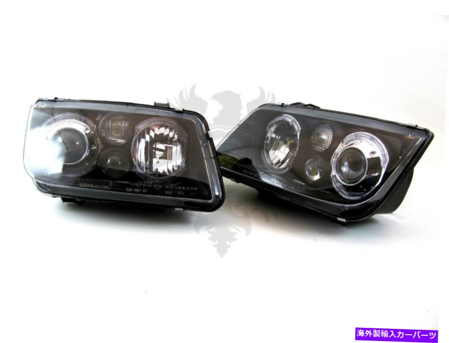 USテールライト VWデポMK4ジェットアングルアイブラックアウトスモークヘッドライトライトセットキット'99 -04 VW DEPO MK4 Jetta Angle Eye Blackout Smoked Headlight Light Set Kit '99-04
