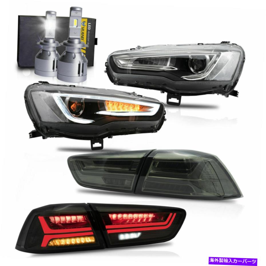 USơ饤 ץ졼åإåɥ饤+⡼ơ饤+ Vland H7 LED 08-17󥵡ŵ SPRAY LACQUER Headlights+SMOKE Taillights+VLAND H7 LED Bulbs for 08-17 Lancer