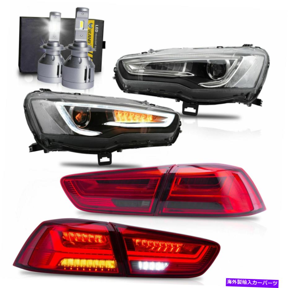 USơ饤 ץ졼åإåɥ饤+åɥ⡼ơ饤+ Vland H7 LED 08-17󥵡 SPRAY LACQUER Headlights+RED SMOKE Taillights+VLAND H7 LED Bulb for 08-17 Lancer