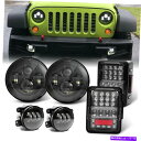 USヘッドライト ブラック7インチLEDヘッドライトリアテールライト4 "ジープラングラーJK JKU用フォグランプ Black 7 Inch LED Headlights Rear Tail Light 4" Fog Lamp For Jeep Wrangler JK JKU