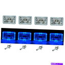 USヘッドライト 4×6 "ブルーLEDハロエンジェルアイハロゲンヘッドライトヘッドランプ電球クリスタルセット 4X6" Blue LED Halo Angel Eye Halogen Headlights Headlamp Bulbs Crystal Clear Set