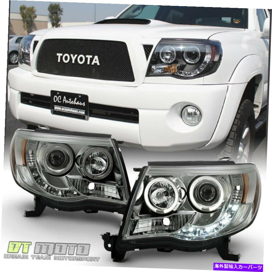 USヘッドライト 喫煙2005-2011トヨタタコマLED DRL Haloプロジェクターヘッドライト左+右 For Smoked 2005-2011 Toyota Tacoma LED DRL Halo Projector Headlights Left+Right