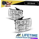 USヘッドライト 07-14 Chevy Silverado 1500 2500HD Chromeクリアの交換用ヘッドライトランプ For 07-14 Chevy Silverado 1500 2500HD Chrome Clear Replacement Headlights Lamps