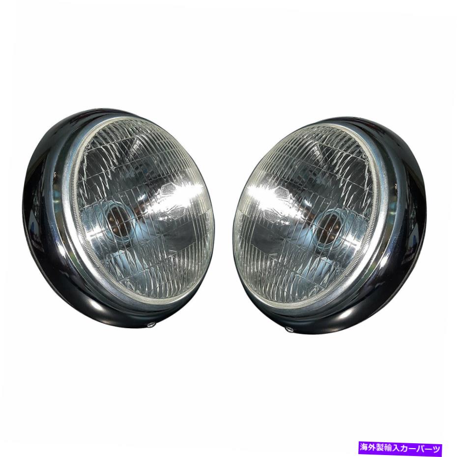 USヘッドライト Chrome Ringを持つJaguar E型MK1 MK2用ヘッドライトアセンブリ Headlight Assembly Set for Jaguar E-Type MK1 MK2 with Chrome Ring