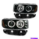 USヘッドライト Fit Jet GMC Sierra Denali LED Haloプロジェクターヘッドライト+バンパーパーキングランプ Fit Jet GMC Sierra Denali LED Halo Projector Headlights+Bumper Parking Lamps