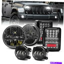 USヘッドライト Jeep Wrangler JK 2007-17のための7インチLEDヘッドライトフォグランプリアテールライトコンボ 7 Inch LED Headlight Fog Lamp Rear Tail Light Combo For Jeep Wrangler JK 2007-17