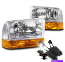 USヘッドライト 1999-2004フォードF250 F350 F450 SUPERDUTY CHROME交換ヘッドライト+ 50W 6K HID 1999-2004 FORD F250 F350 F450 SUPERDUTY CHROME REPLACEMENT HEADLIGHTS+50W 6K HID