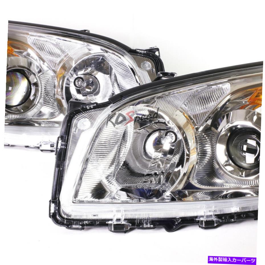 USヘッドライト クロームハウジングのアンバーコーナープロジェクターヘッドライトランプTOYOTA RAV4 XA30 Chrome Housing Amber Corner Projector Headlight Lamps for 09-12 Toyota RAV4 XA30