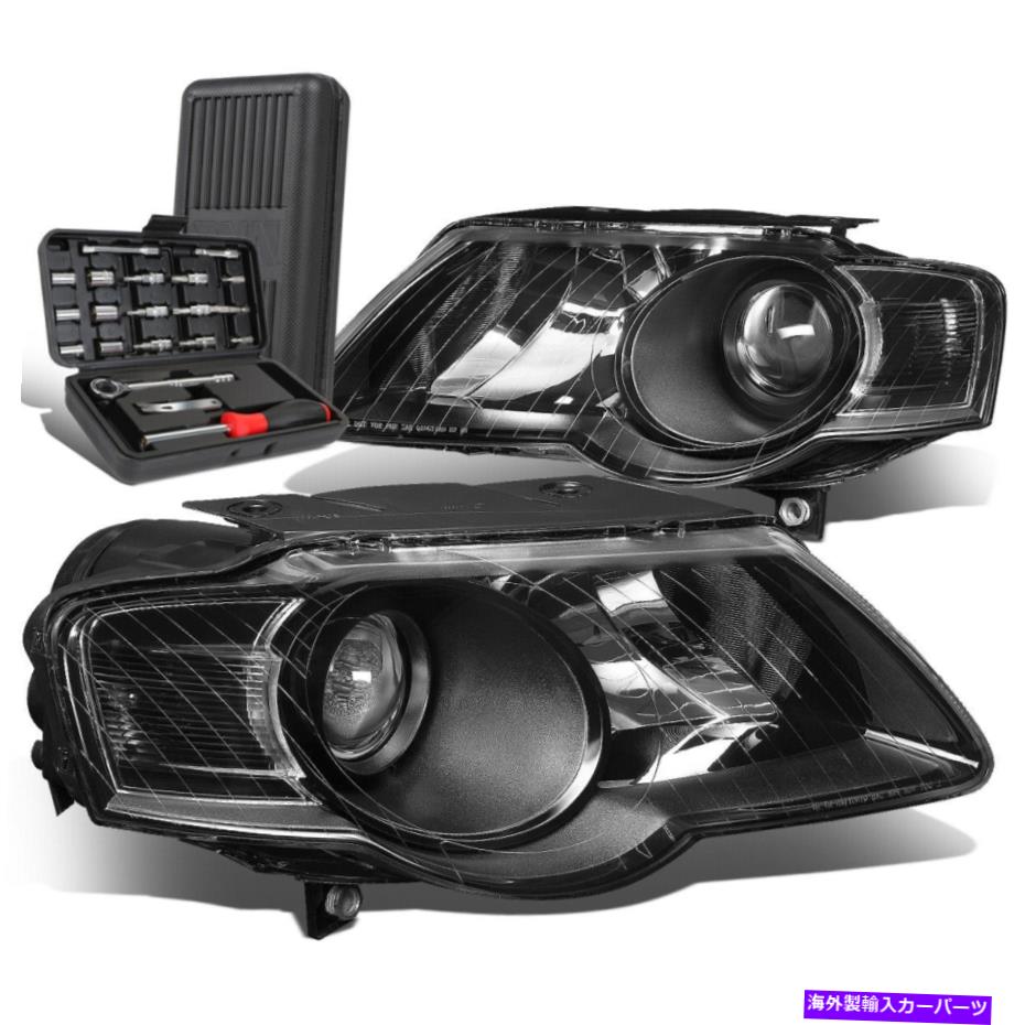 USヘッドライト 2006-2010フォルクスワーゲンジェットペアブラック/クリアサイドヘッドライトランプ+ツールボックス For 2006-2010 Volkswagen Jetta Pair Black/Clear Side Headlight Lamps+Tool Box