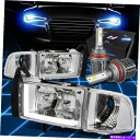 USヘッドライト フィット1994-2002ドッジRAM LED DRLクロム/クリアコーナーヘッドライトW / LEDキット+クールファン Fit 1994-2002 Dodge Ram LED DRL Chrome/Clear Corner Headlight w/LED Kit+Cool Fan