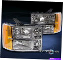 USヘッドライト 07-13 GMC Sierra 1500 2500 3500 HD交換ヘッドライトランプ琥珀色のクロム FOR 07-13 GMC SIERRA 1500 2500 3500 HD REPLACEMENT HEADLIGHTS LAMPS AMBER CHROME(2)
