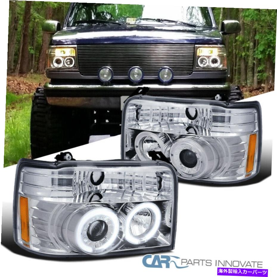 USإåɥ饤 FORD 92-96 F150 F350 F350 F350 F350 F350 LED Haloꥢץإåɥ饤ȥ For Ford 92-96 F150 F250 F350 Bronco LED Halo Clear Projector Headlights Lamps